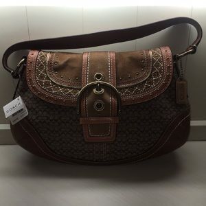 Coach Brown Soho Studded Flap Handbag